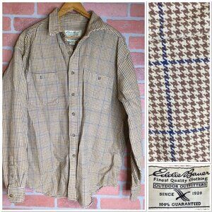 Vintage Eddie Bauer Men's Heavyweight Shirt Shaket Houndstooth Size XL Outdoor